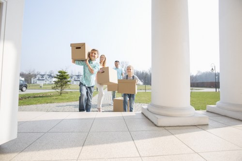 Business relocation planning in Brixton with office items ready to move