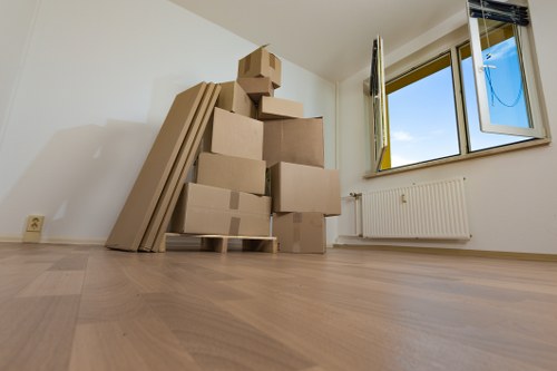 Commercial removal truck loading office and business items in Brixton