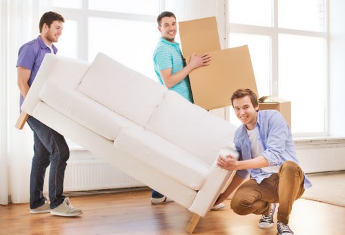 Packaged household items secured safely inside a removal vehicle