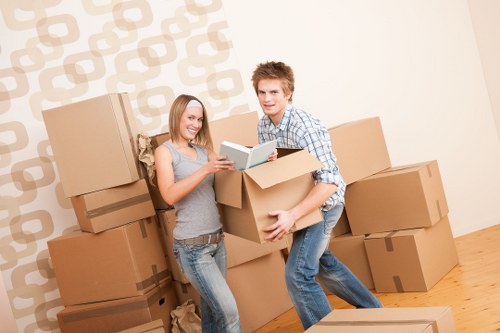 Carefully boxed household items prepared by Brixton packing experts