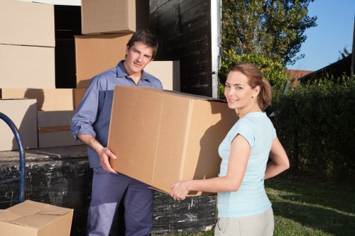 Unpacking service in a Brixton home with organized moving boxes